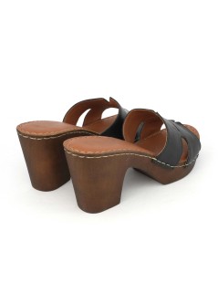 Cinzia Soft Ciabatta Zeppa Tacco Legno Monofascia Nero