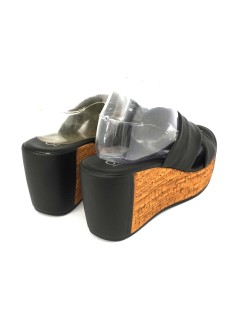 Cinzia Soft Ciabatta Zeppa Alta Incrocio Tipo Sughero Nero