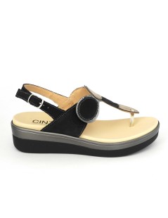 Cinzia Soft Sandalo Infradito con Velcro e Cinturino Nero Peltro