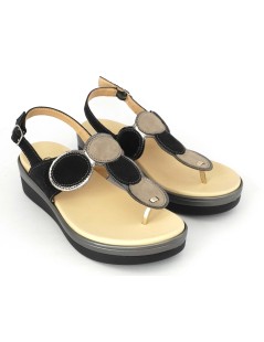 Cinzia Soft Sandalo Infradito con Velcro e Cinturino Nero Peltro