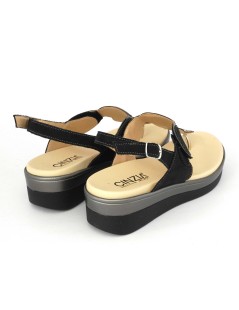 Cinzia Soft Sandalo Infradito con Velcro e Cinturino Nero Peltro