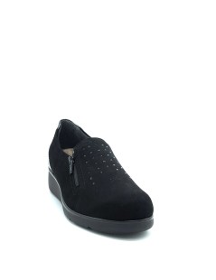 Susimoda Mocassino Slipon Zeppa Media Zip Camoscio Strass Nero