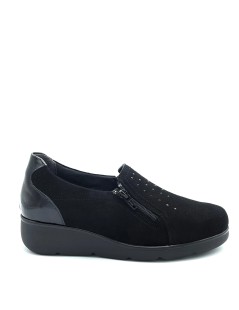 Susimoda Mocassino Slipon Zeppa Media Zip Camoscio Strass Nero