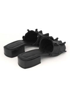 Bueno Ciabattina Tacco Medio Monofascia Rouche Nappa Nero