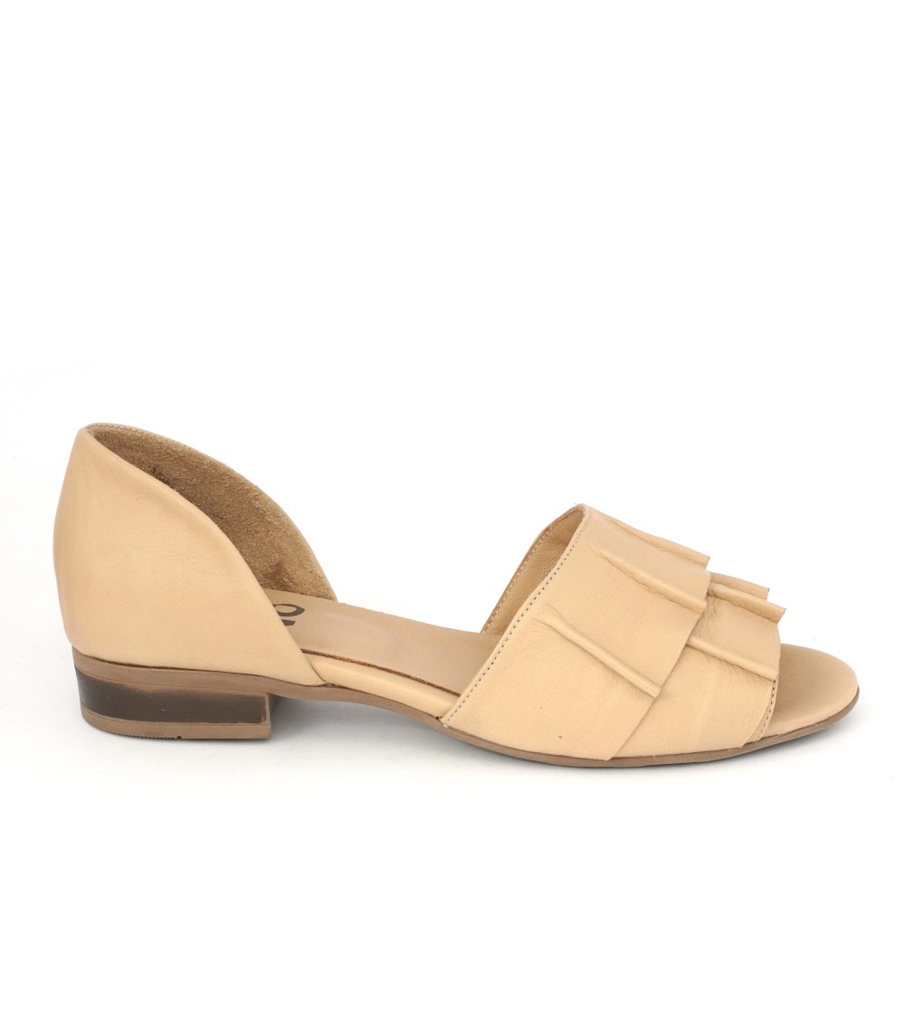 Bueno Decollette Ballerina Spuntata Rouche Nappa Beige