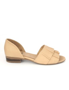 Bueno Decollette Ballerina Spuntata Rouche Nappa Beige