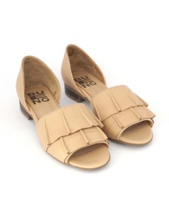 Bueno Decollette Ballerina Spuntata Rouche Nappa Beige