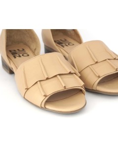 Bueno Decollette Ballerina Spuntata Rouche Nappa Beige