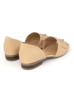 Bueno Decollette Ballerina Spuntata Rouche Nappa Beige