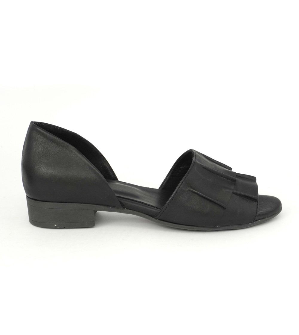 Bueno Decollette Ballerina Spuntata Rouche Nappa Nero