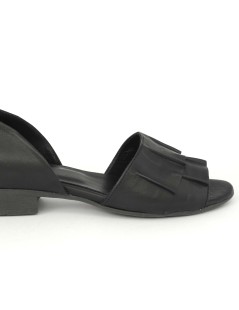 Bueno Decollette Ballerina Spuntata Rouche Nappa Nero