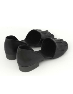 Bueno Decollette Ballerina Spuntata Rouche Nappa Nero