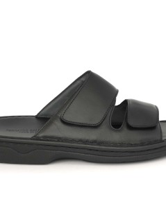 Baldassarri F Ciabatta Uomo 2 Velcro Cucita Fondo Alto Nero