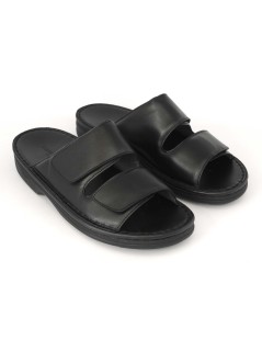 Baldassarri F Ciabatta Uomo 2 Velcro Cucita Fondo Alto Nero