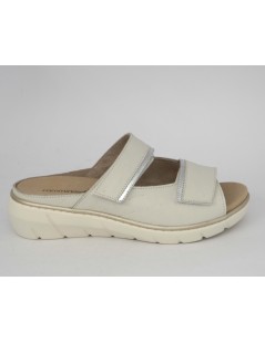F.lli Tomasi Ciabatta Estraibile 2 Velcro Pelle Gesso Argento