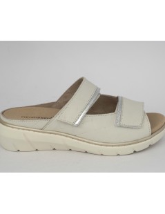 F.lli Tomasi Ciabatta Estraibile 2 Velcro Pelle Gesso Argento