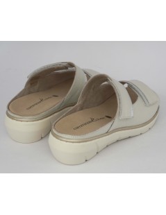 F.lli Tomasi Ciabatta Estraibile 2 Velcro Pelle Gesso Argento
