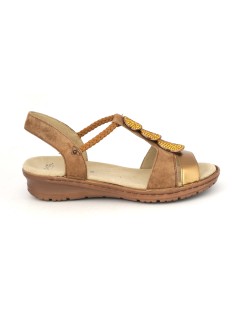 Ara Shoes Sandalo Comfort Treccia Elastico Strass Camoscio Bronzo