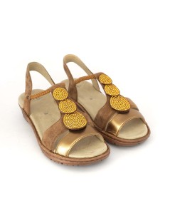 Ara Shoes Sandalo Comfort Treccia Elastico Strass Camoscio Bronzo
