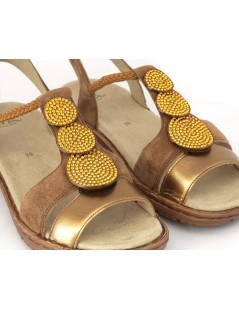 Ara Shoes Sandalo Comfort Treccia Elastico Strass Camoscio Bronzo