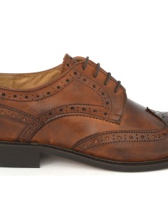 Boomerang Stringata Derby Coda Rondine Fondo Cuoio Marrone