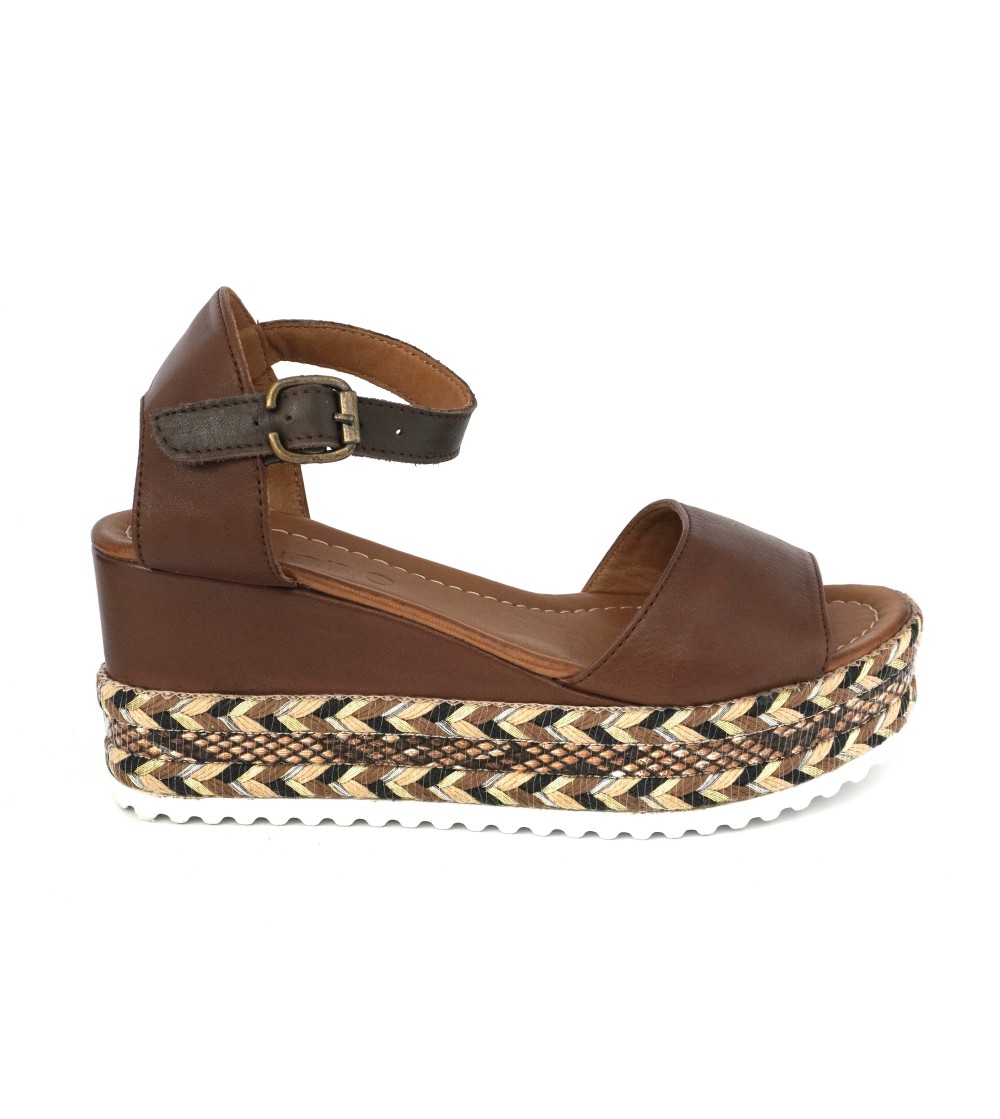 Bueno Sandalo Zeppa Platform Corda Braccialetto Marrone