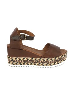 Bueno Sandalo Zeppa Platform Corda Braccialetto Marrone