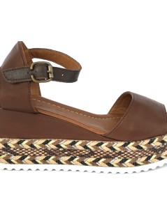 Bueno Sandalo Zeppa Platform Corda Braccialetto Marrone