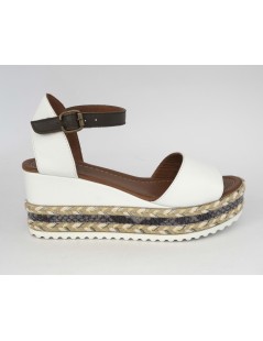 Bueno Sandalo Zeppa Platform Corda Braccialetto Bianco Moro