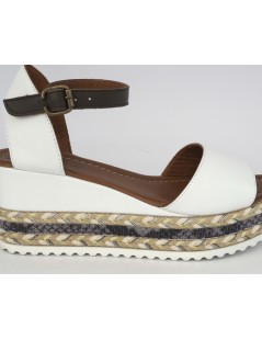 Bueno Sandalo Zeppa Platform Corda Braccialetto Bianco Moro