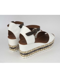 Bueno Sandalo Zeppa Platform Corda Braccialetto Bianco Moro