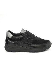 Grunland Sneakers Slipon con Plantare Elastico Strass Nero
