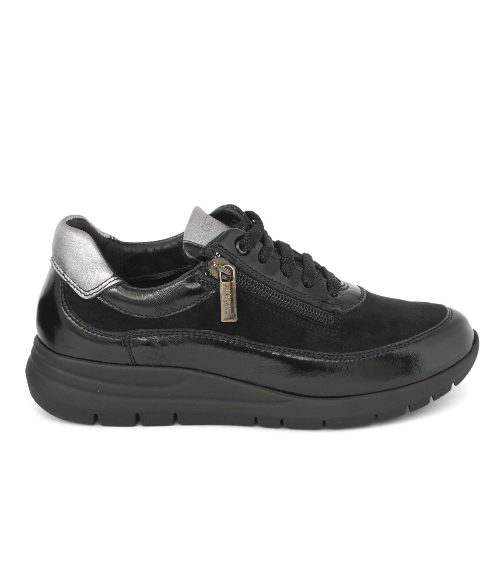 Grunland Sneakers con Plantare Zip Camoscio Naplak Nero