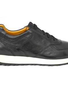 Soldini Sneakers Uomo Hoga Fondo Bianco Pelle Nero