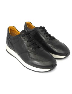 Soldini Sneakers Uomo Hoga Fondo Bianco Pelle Nero