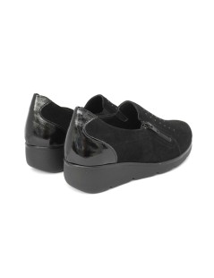 Susimoda Mocassino Slipon Zeppa Zip Camoscio Strass Nero