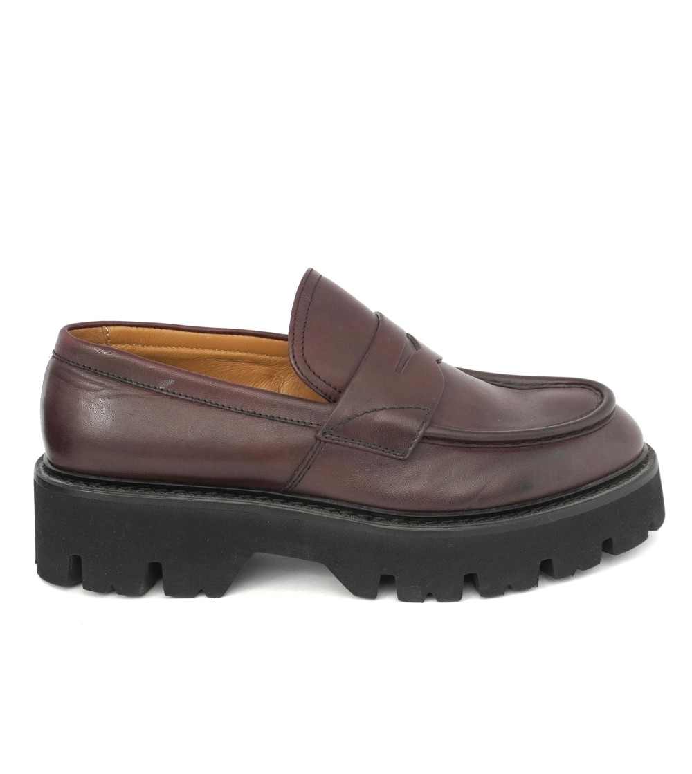 Triver Flight Mocassino Fondo Carro Pelle Marrone