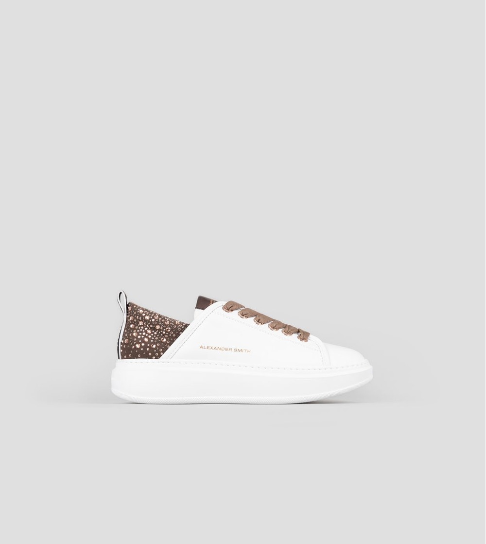 Alexander Smith Sneakers Fondo Medio Strass Bianco Bronzo