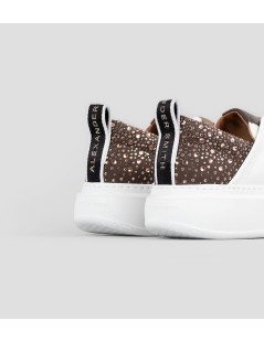 Alexander Smith Sneakers Fondo Medio Strass Bianco Bronzo