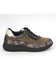 Grunland Sneakers con Plantare Zip Camoscio Laminato Taupe