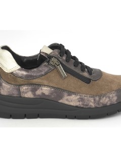 Grunland Sneakers con Plantare Zip Camoscio Laminato Taupe
