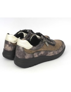 Grunland Sneakers con Plantare Zip Camoscio Laminato Taupe
