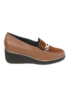 Soffice Sogno Mocassino Zeppa Media Morsetto Nappa Cuoio