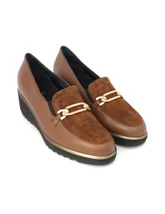 Soffice Sogno Mocassino Zeppa Media Morsetto Nappa Cuoio