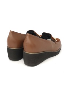 Soffice Sogno Mocassino Zeppa Media Morsetto Nappa Cuoio