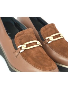 Soffice Sogno Mocassino Zeppa Media Morsetto Nappa Cuoio