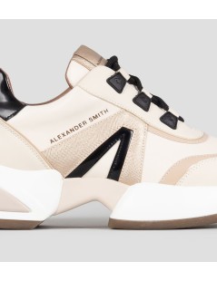 Alexander Smith Sneakers Dettagli Laminati Fondo Medio Crema