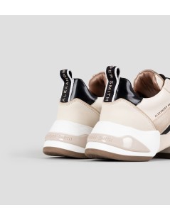 Alexander Smith Sneakers Dettagli Laminati Fondo Medio Crema