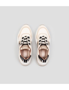 Alexander Smith Sneakers Dettagli Laminati Fondo Medio Crema
