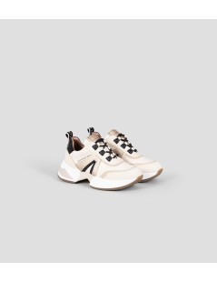 Alexander Smith Sneakers Dettagli Laminati Fondo Medio Crema